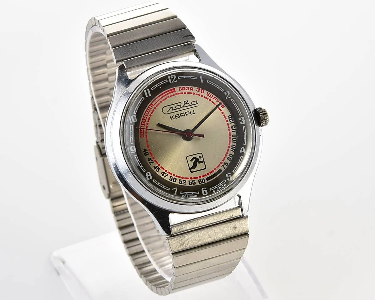 Soviet quartz Slava "Sport" with pulse scale!