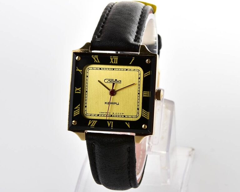 Excellent soviet SLAVA with automatic quartz movement in unusual square body