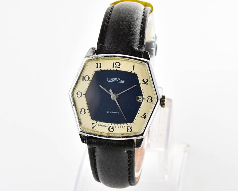 Hexagonal Slava soviet mechanical vintage watch