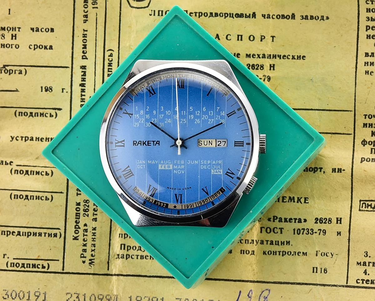TIME CAPSULE: Vintage Soviet Raketa perpetual calendar watch - New Old Stock (NOS)!