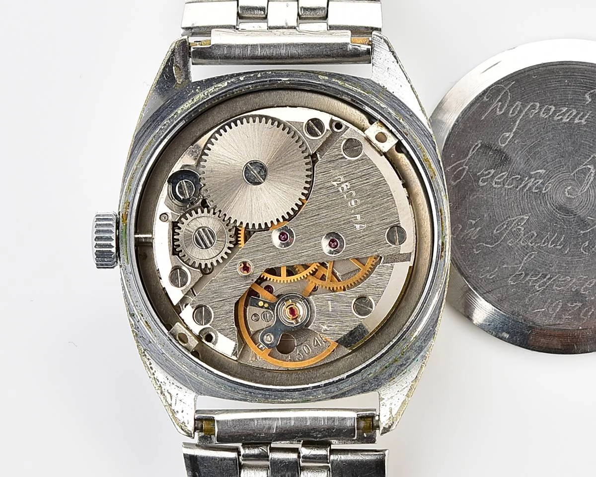 Soviet Raketa-Exacta vintage mechanical watch with steel bracelet