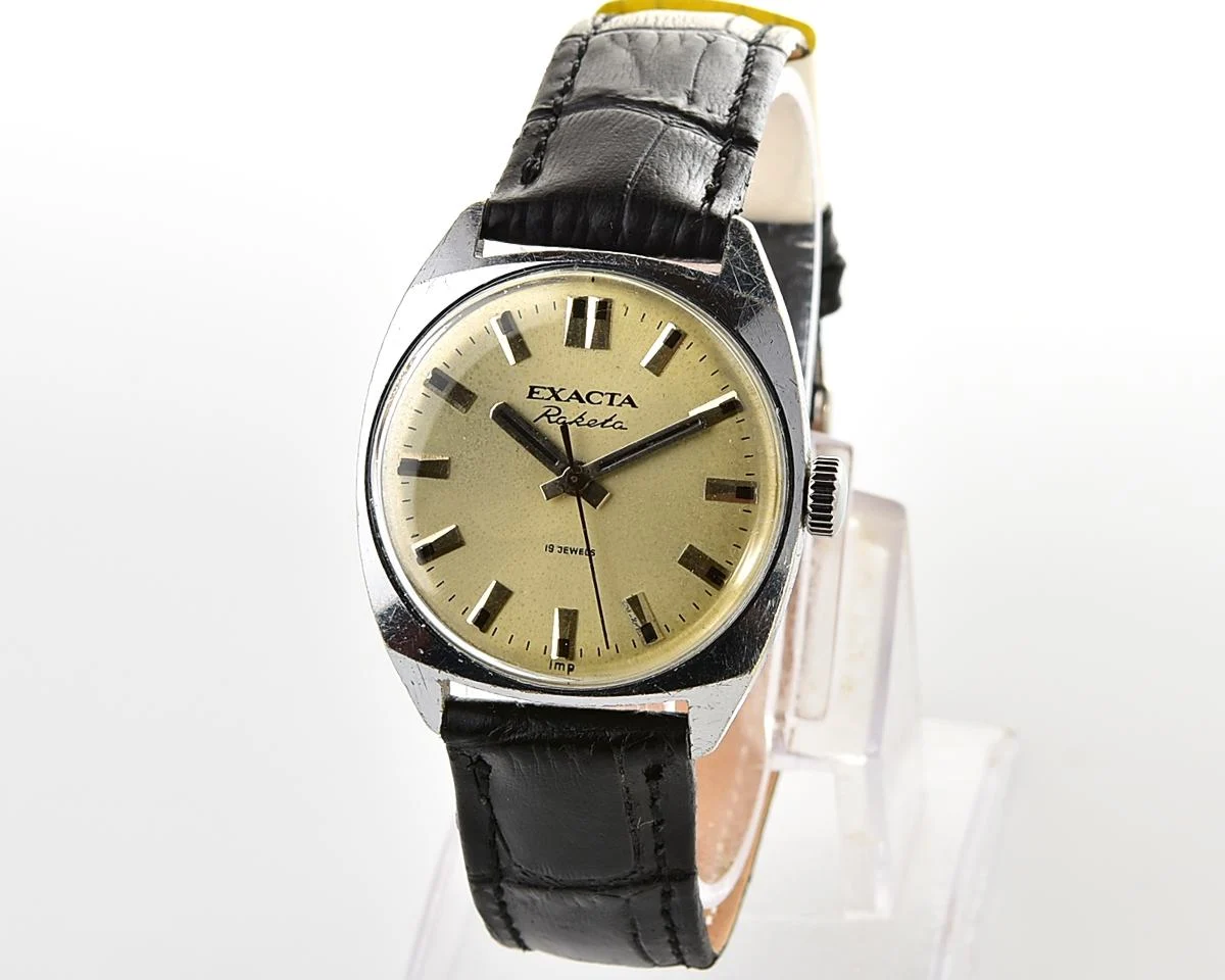 Soviet Exacta Raketa vintage mechanical wristwatch