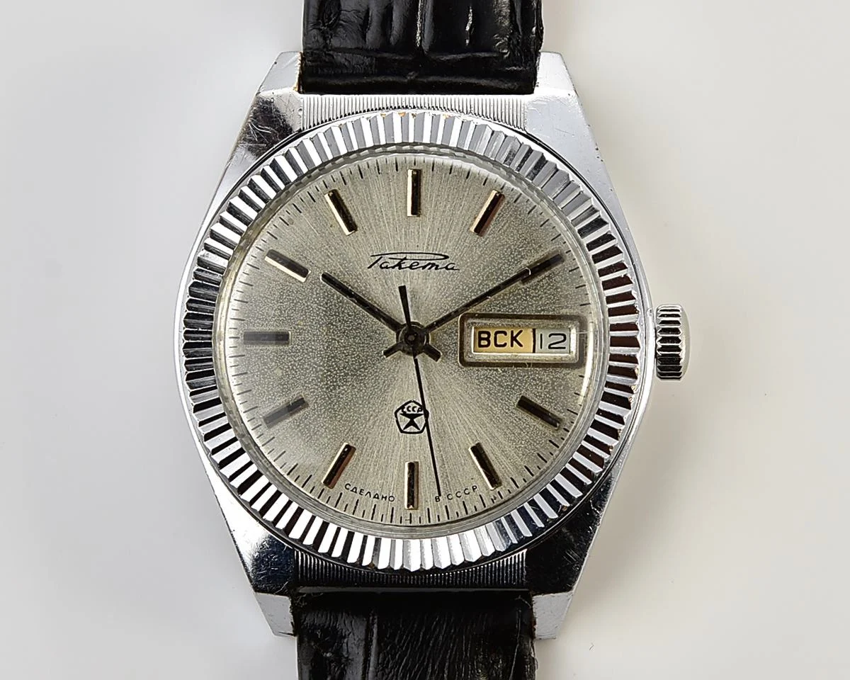 Raketa vintage mechanical wrist watch with double calendar
