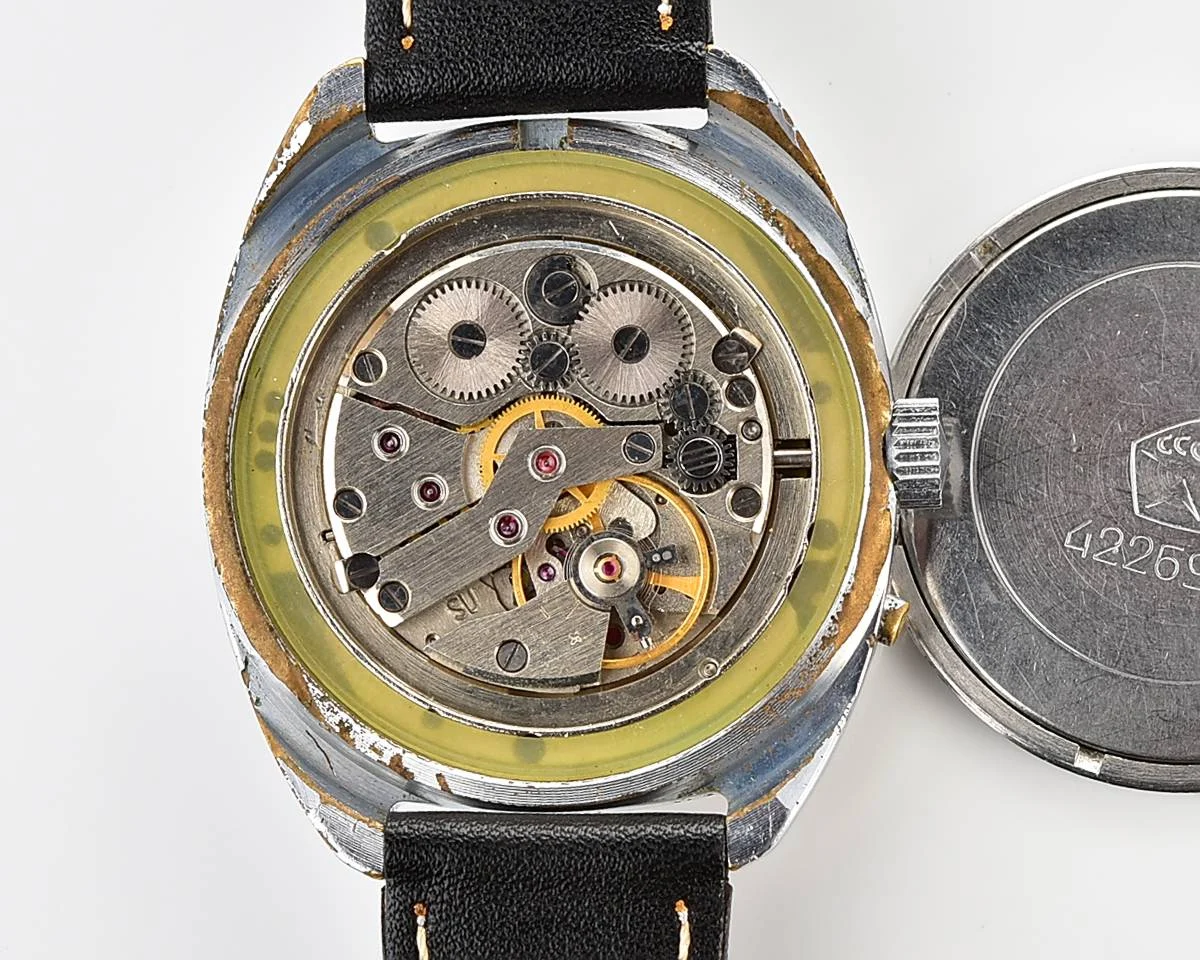 Slava Soviet mechanical vintage watch with blue dial
