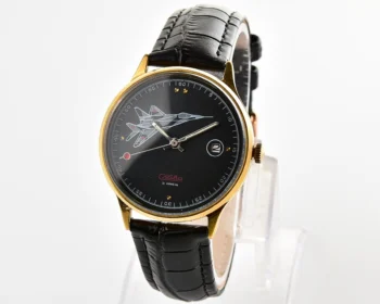 Excellent Slava Soviet mechanical vintage watch with MIG aircraft!