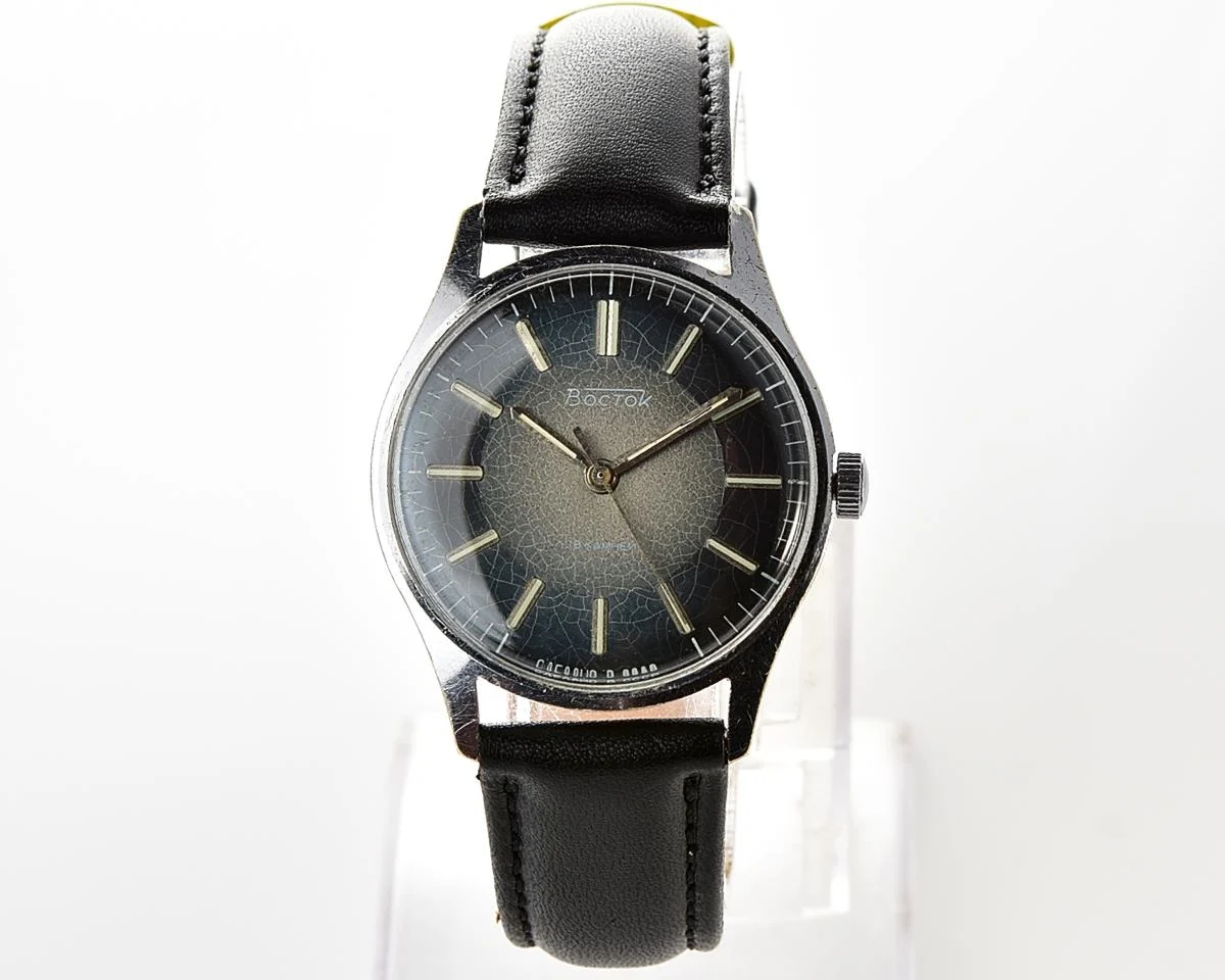 Soviet Vostok mechanical wristwatch with rare blue metallic duotone dial!
