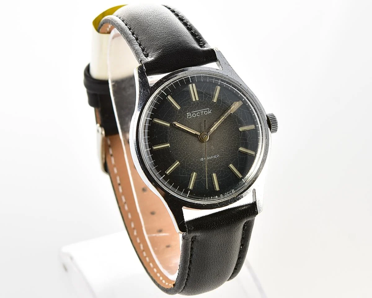 Soviet Vostok mechanical wristwatch with rare blue metallic duotone dial!
