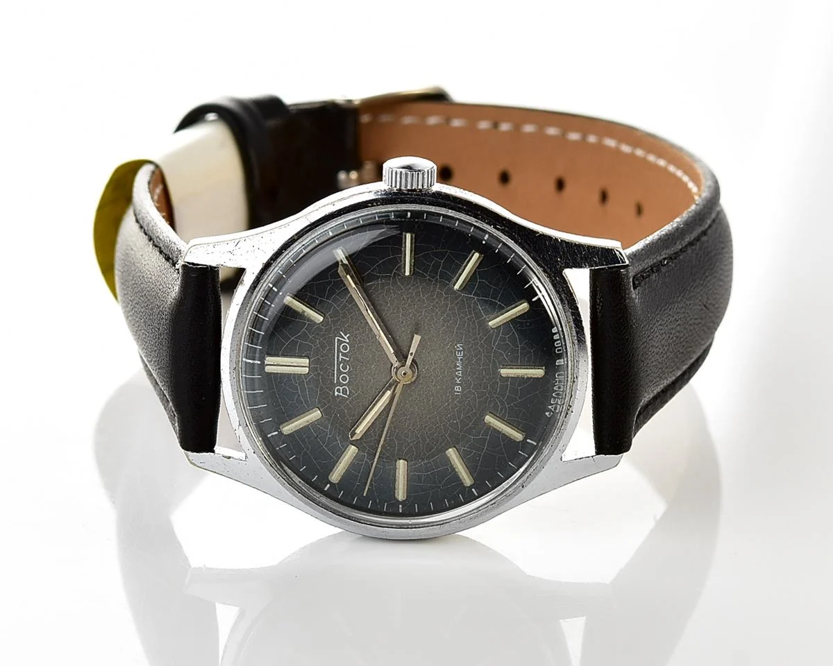 Soviet Vostok mechanical wristwatch with rare blue metallic duotone dial!