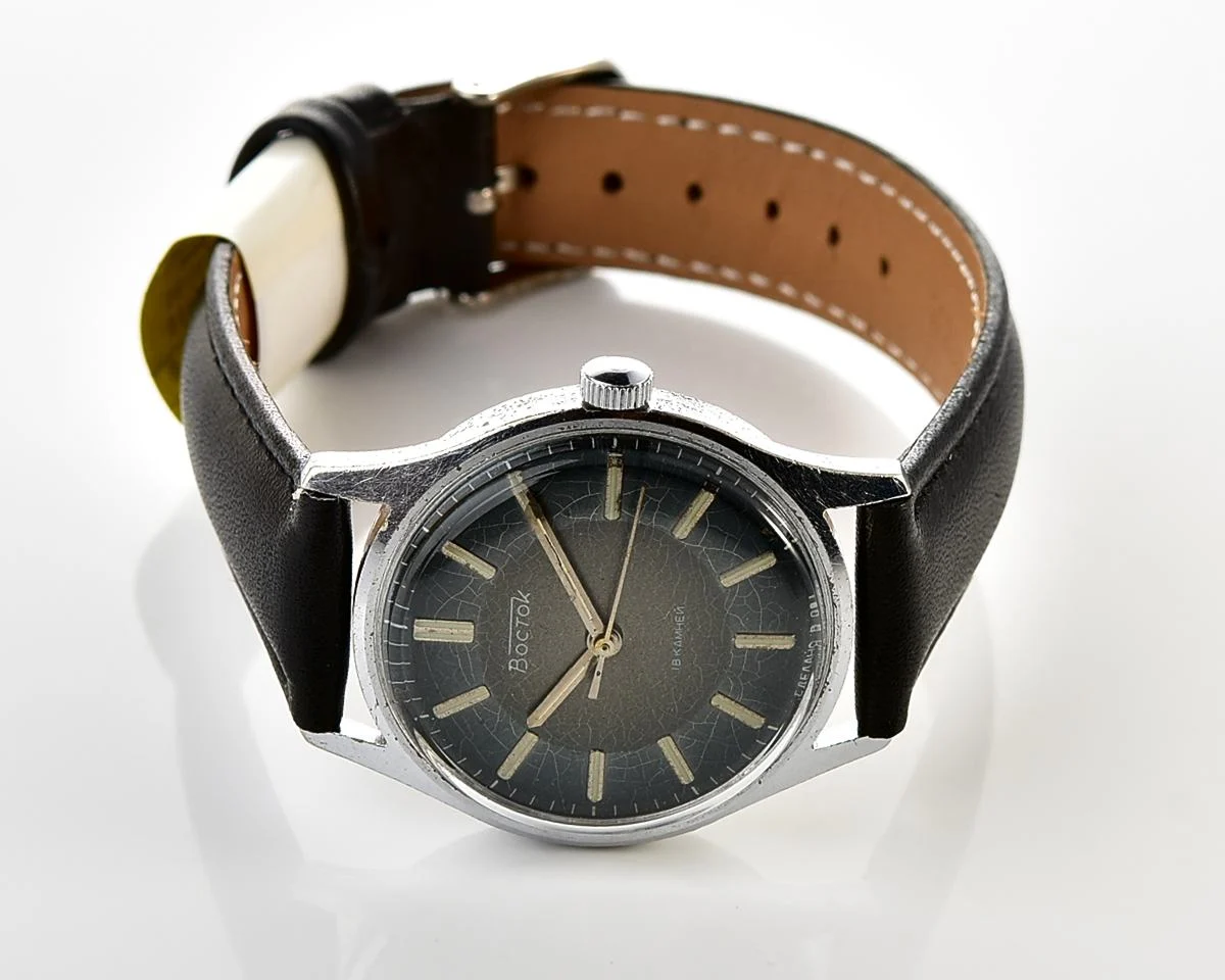 Soviet Vostok mechanical wristwatch with rare blue metallic duotone dial!