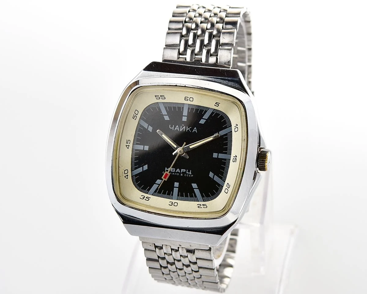 Vintage Chaika black dial Soviet quartz watch