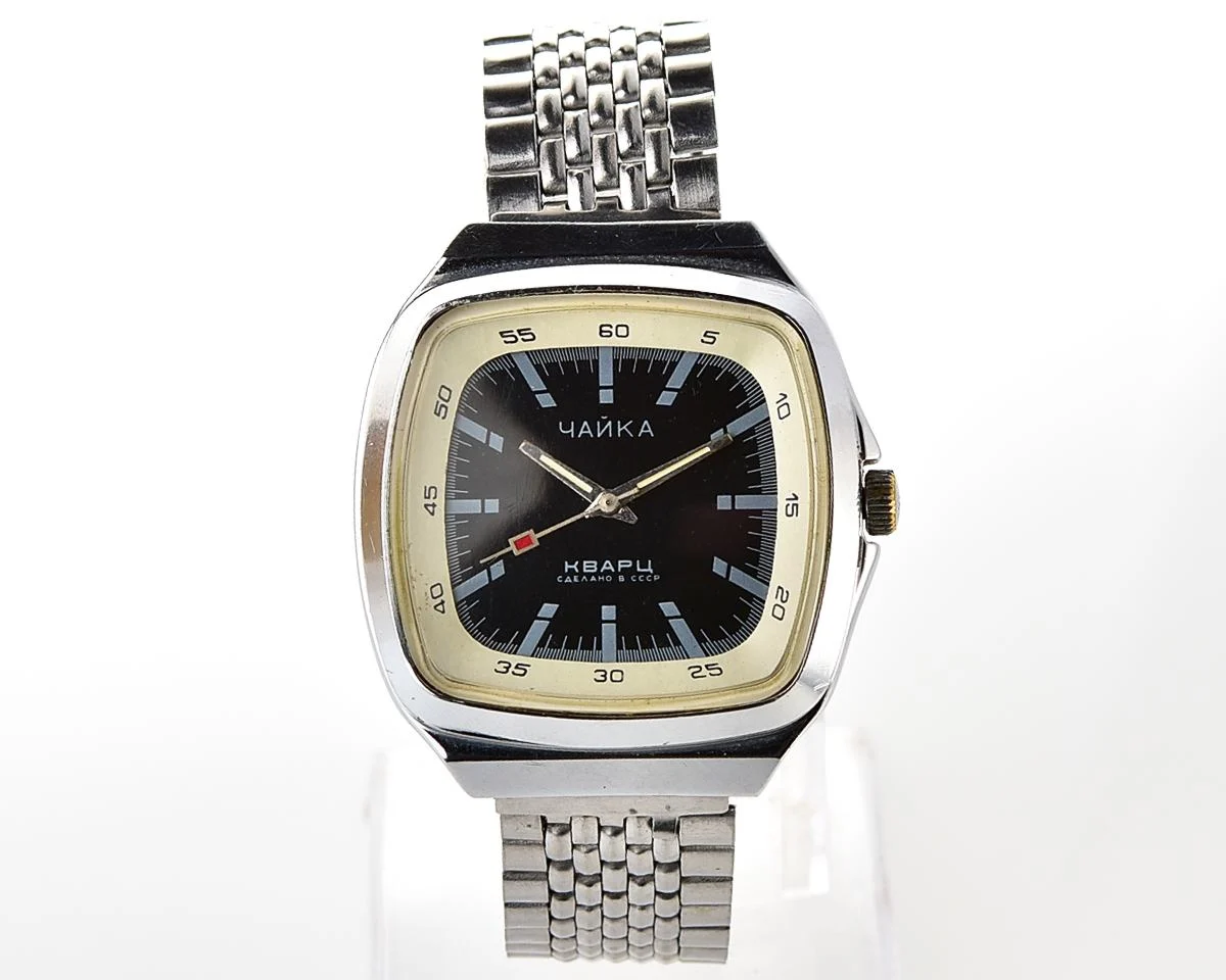 Vintage Chaika black dial Soviet quartz watch