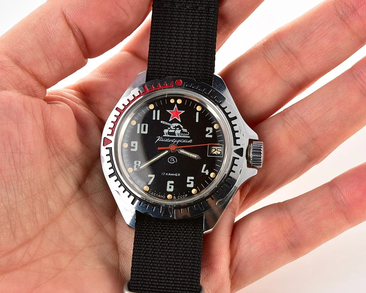 Excellent Vostok Komandirskie - Tank mechanical watch with box and passport!