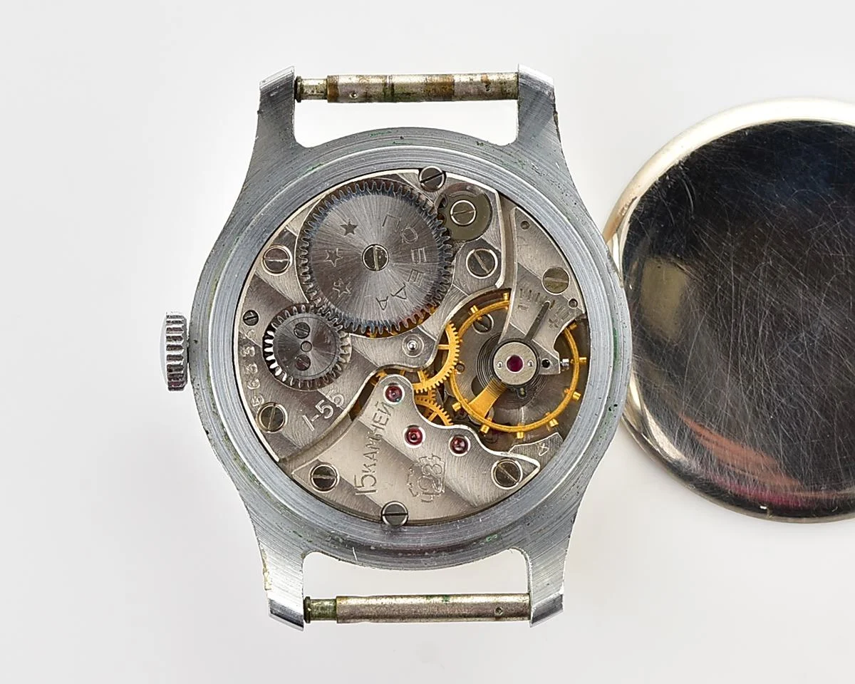 Excellent Soviet Pobeda from 1955 + exquisite Sturmanskie compass leather strap!