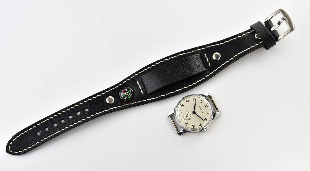 Excellent Soviet Pobeda from 1955 + exquisite Sturmanskie compass leather strap!