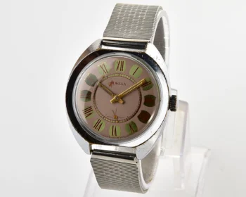 Soviet Pobeda mechanical wristwatch with Raketa stainless steel bracelet