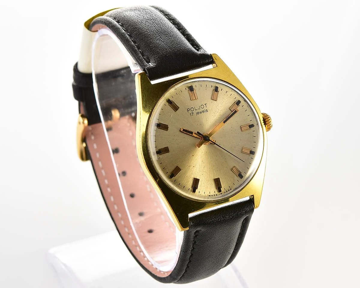 Vintage Soviet Poljot gold-plated mechanical watch