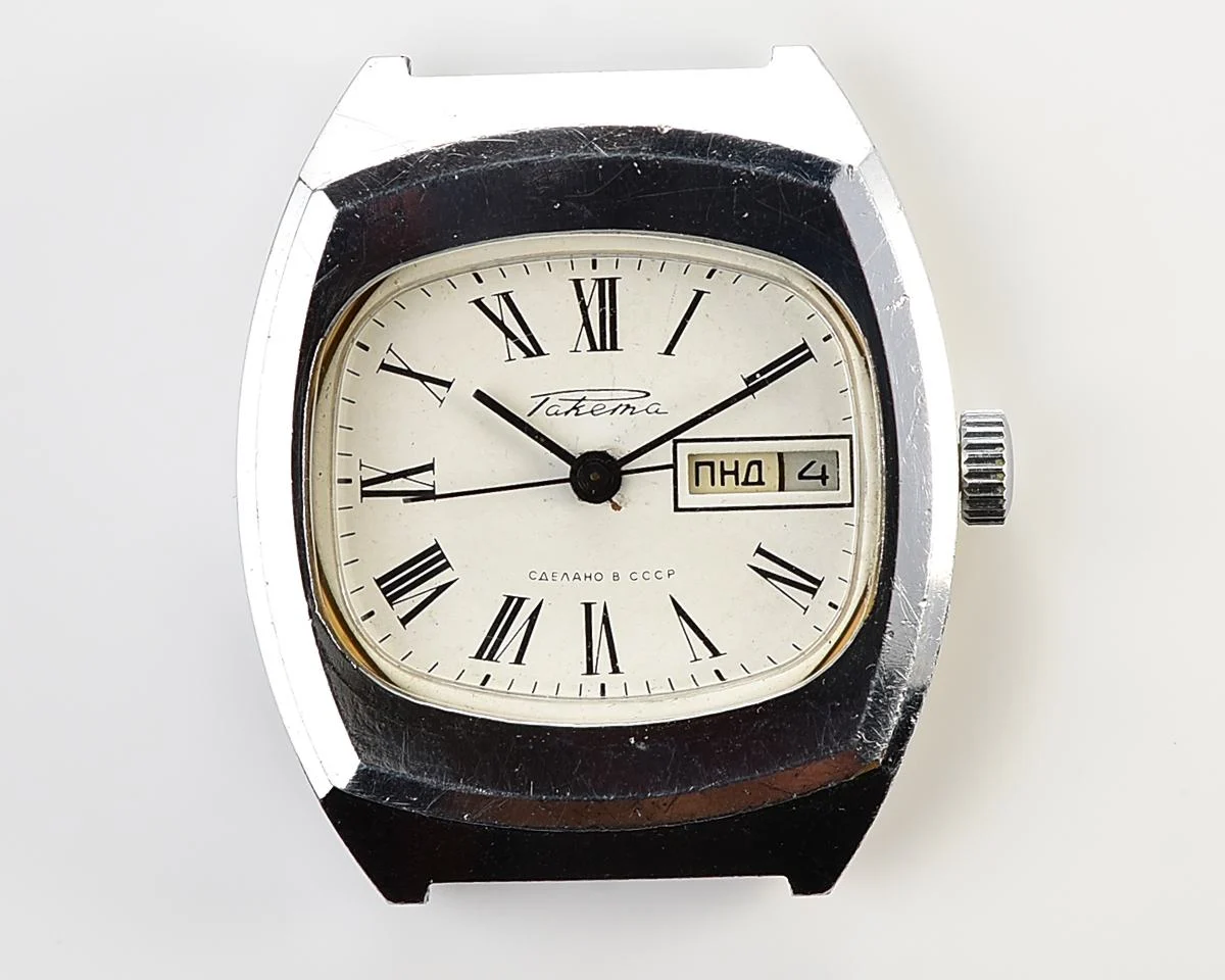 Raketa vintage mechanical wrist watch with double calendar