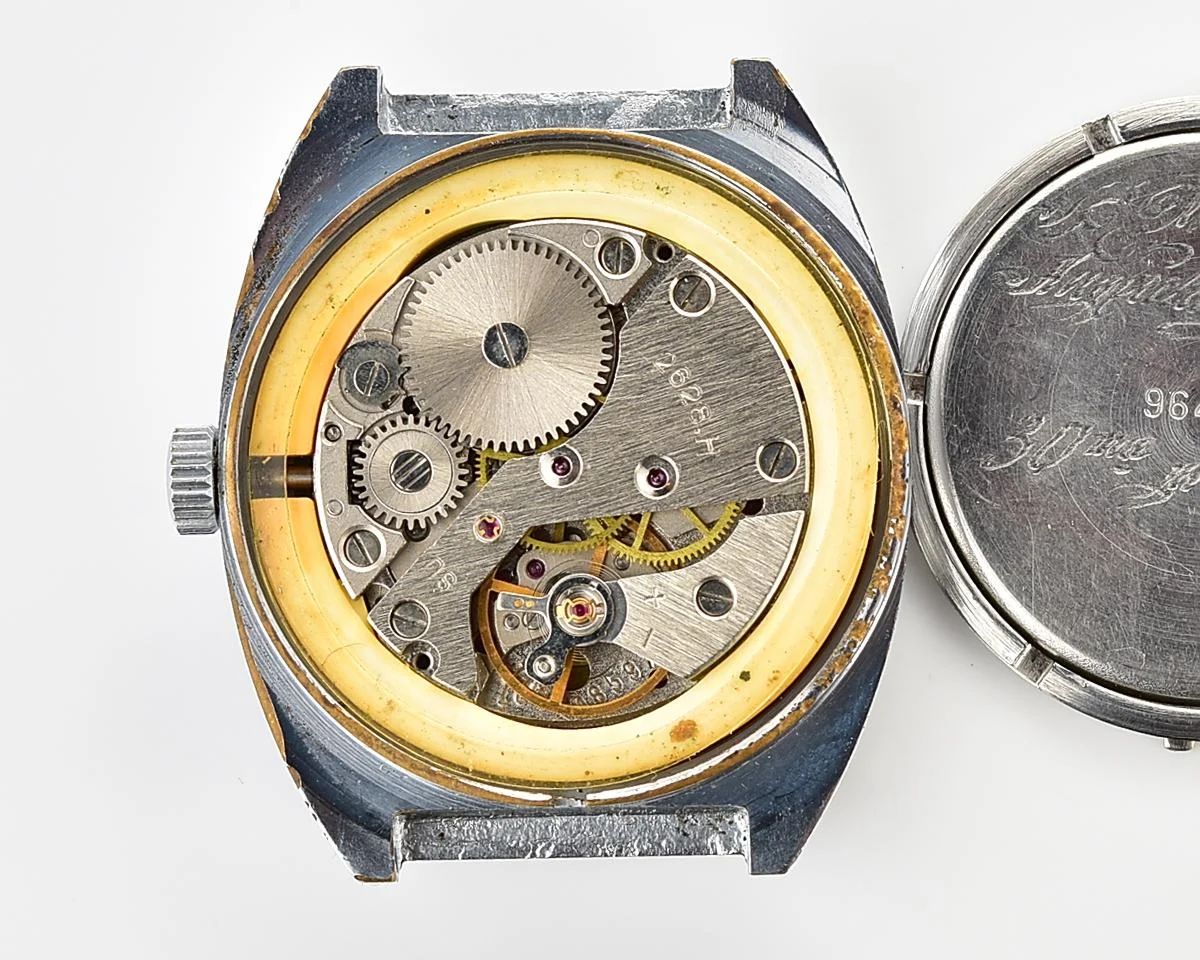 Raketa vintage mechanical wrist watch with double calendar