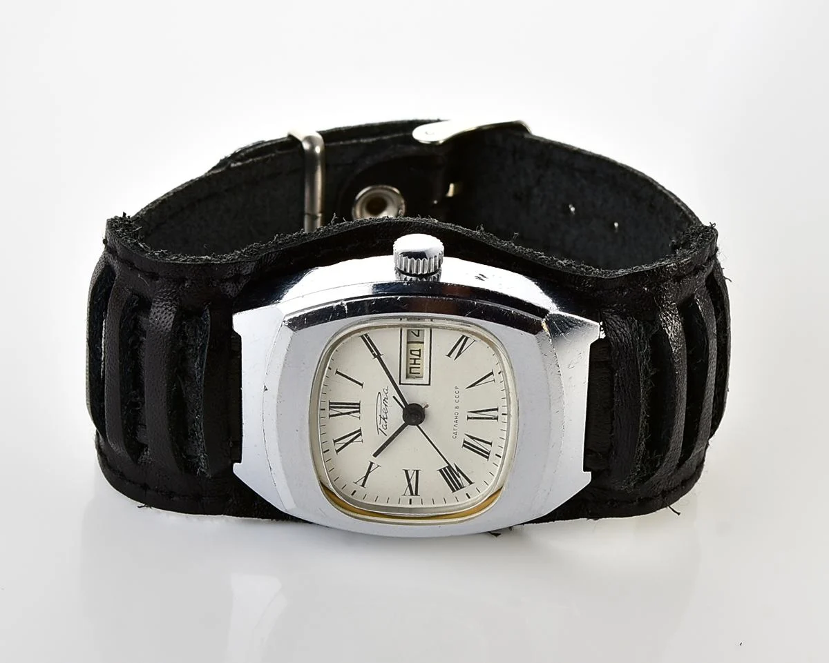 Raketa vintage mechanical wrist watch with double calendar