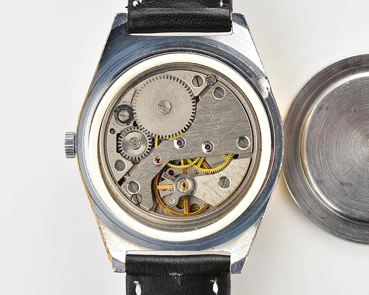 Large Soviet Raketa vintage mechanical watch with stylish minimalistic dial