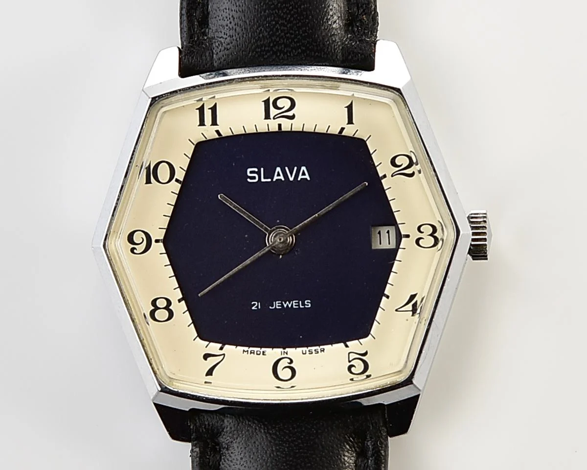 Excellent hexagonal Slava Soviet mechanical vintage watch