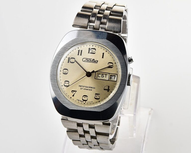 Large soviet Slava vintage watch with automatic self-winding mechanical movement