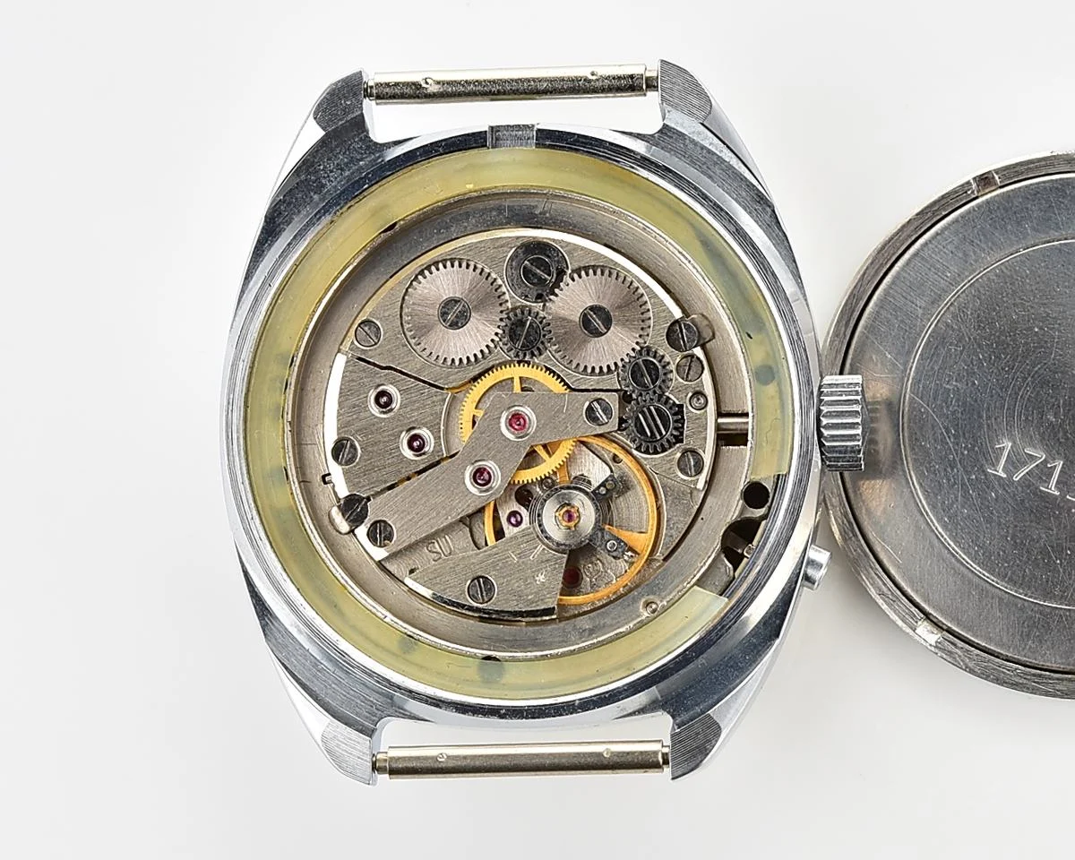 Slava Soviet mechanical vintage watch with duo-tone dial