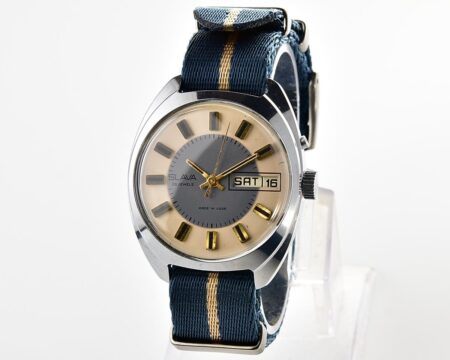 Slava soviet mechanical vintage watch with duo-tone dial