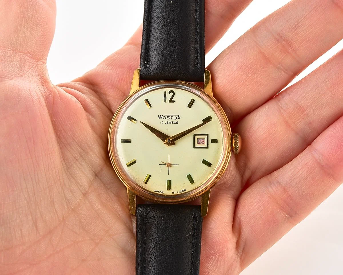 Vintage Soviet Wostok (Vostok) mechanical gold-plated wrist watch