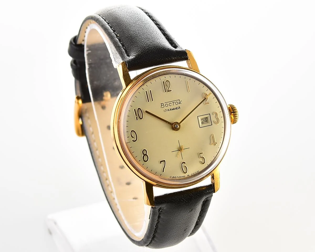 Excellent vintage Soviet Wostok (Vostok) mechanical gold-plated wrist watch