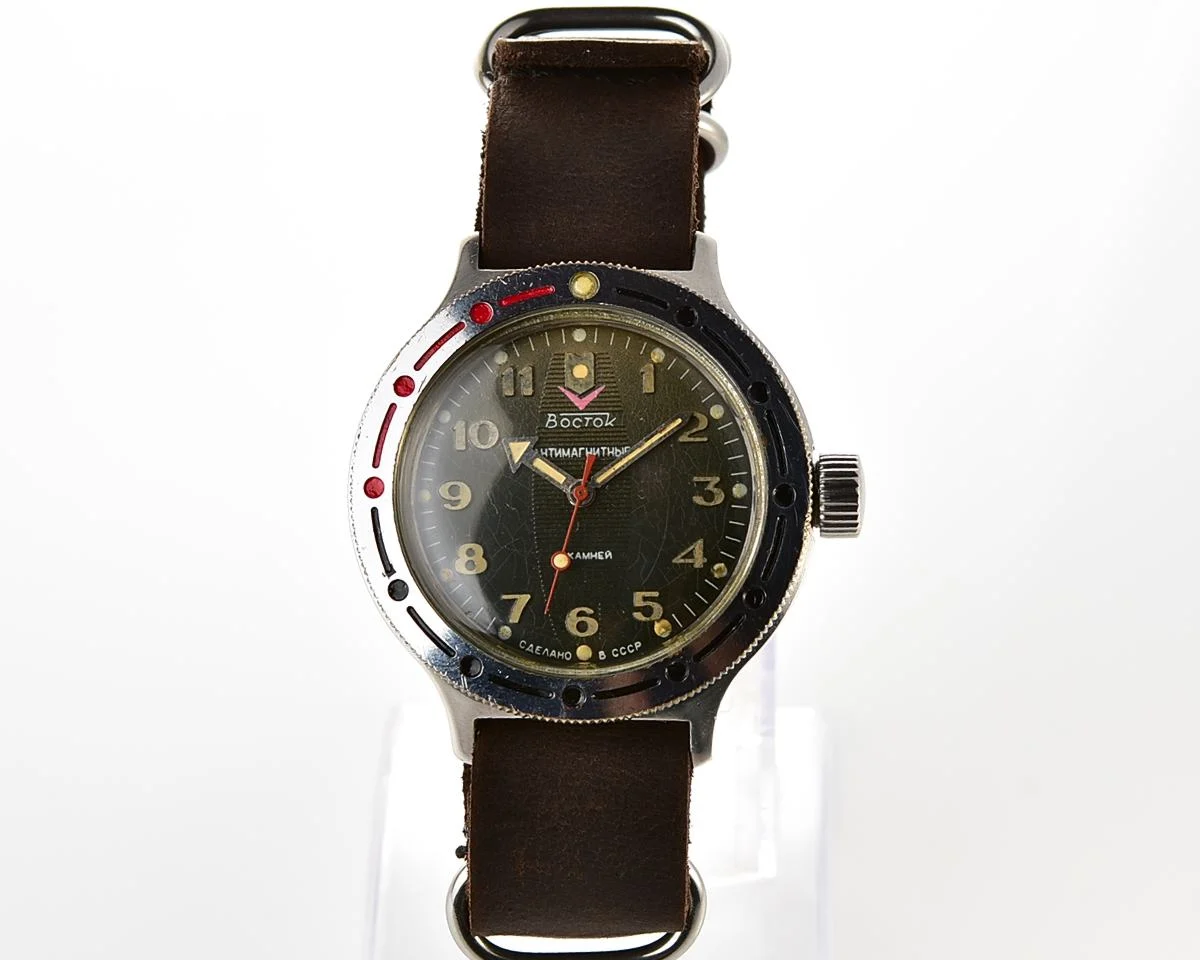 Vostok Amphibia mechanical watch + genuine leather NATO Commander strap!