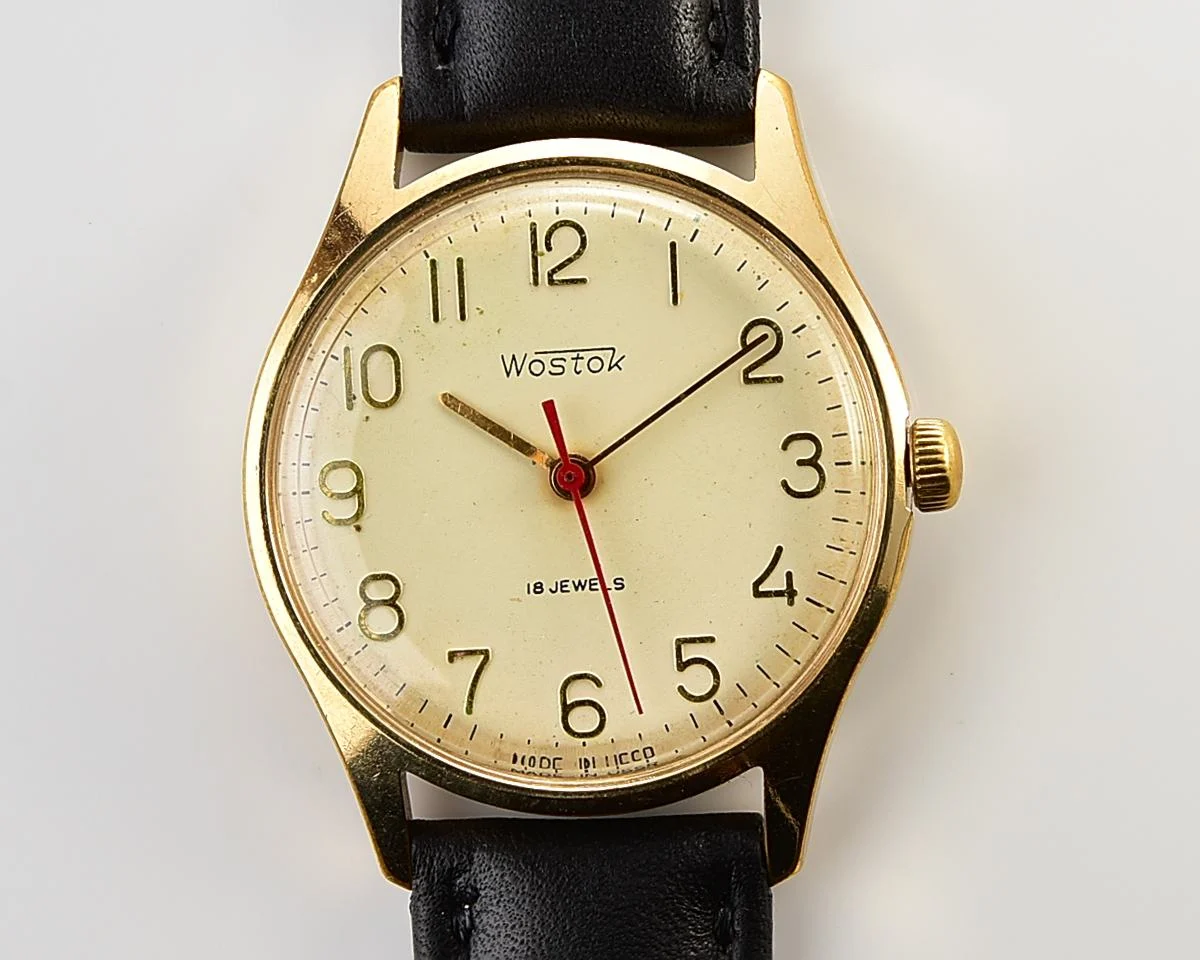 Excellent Vostok mechanical gold-plated wristwatch