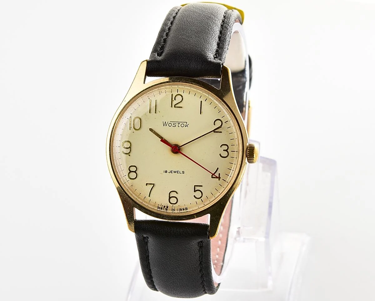 Excellent Vostok mechanical gold-plated wristwatch
