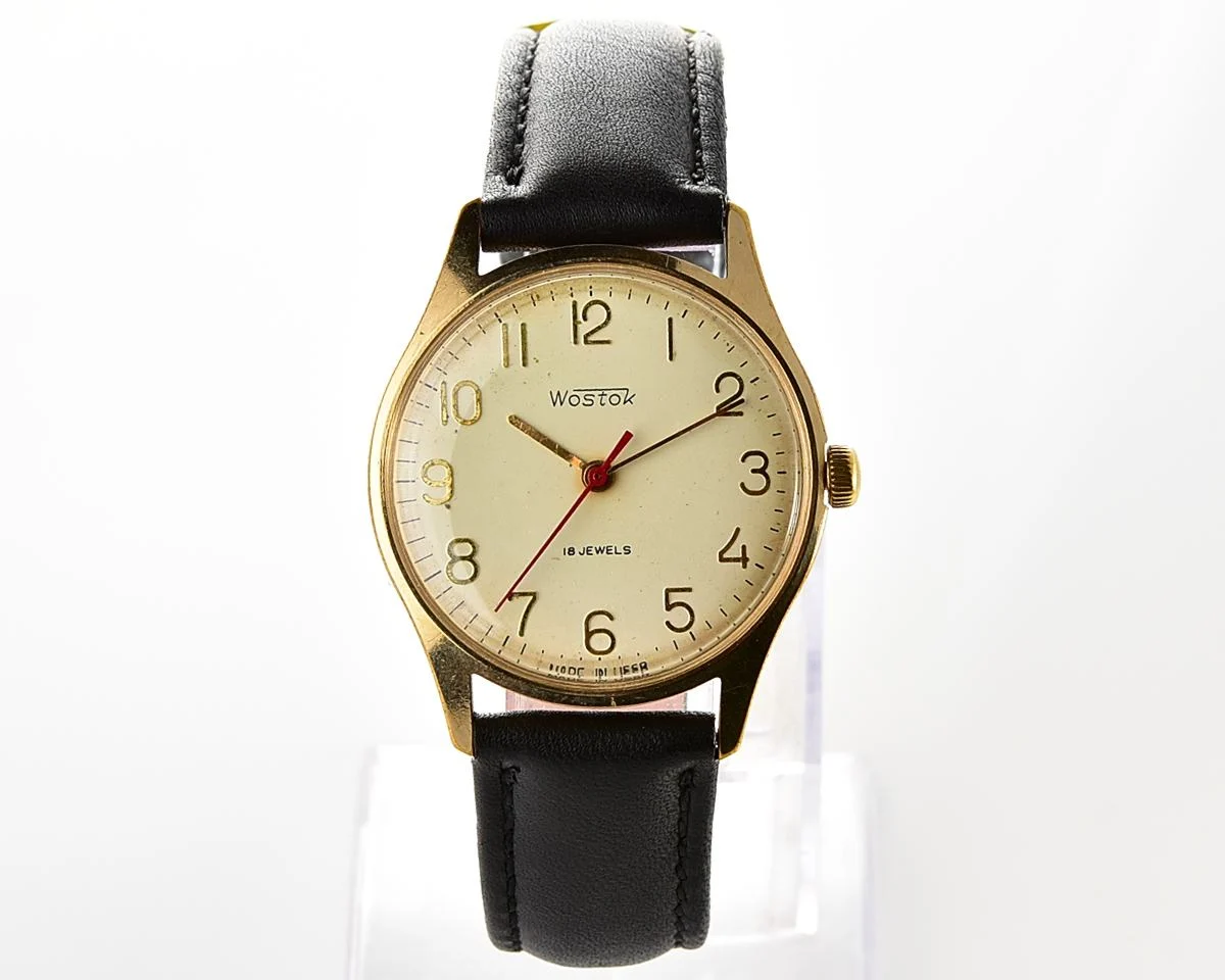 Excellent Vostok mechanical gold-plated wristwatch
