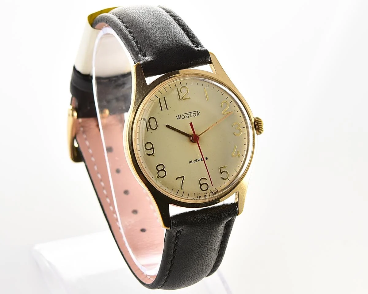Excellent Vostok mechanical gold-plated wristwatch