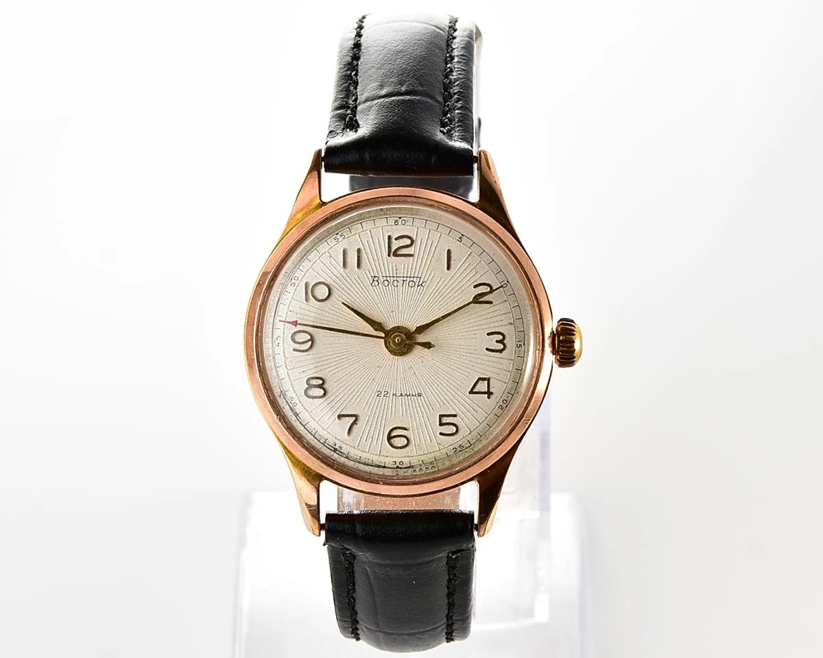 Excellent Soviet Wostok (Vostok) gold-plated mechanical wrist watch with 22 jewels precision movement