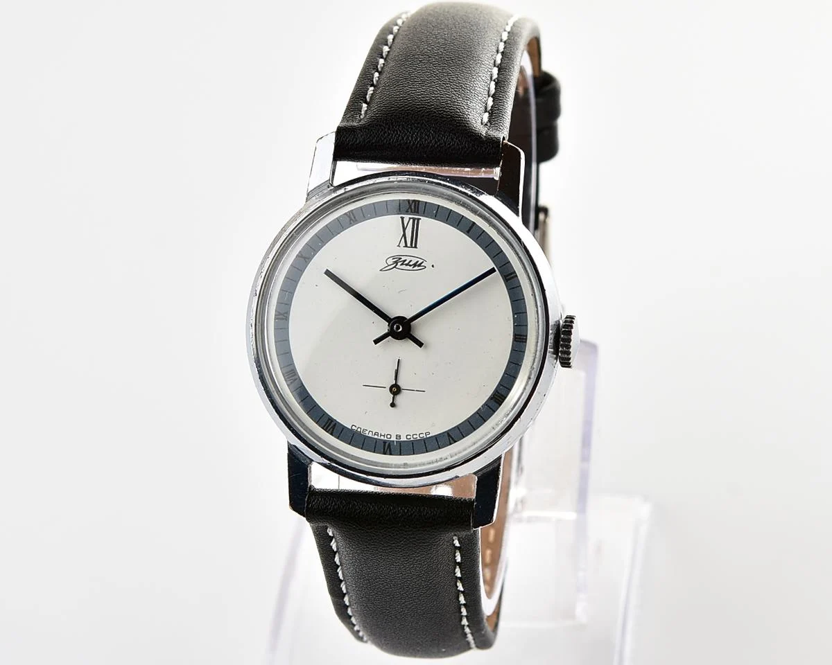 ZiM Soviet mechanical wrist watch with pure minimalistic dial