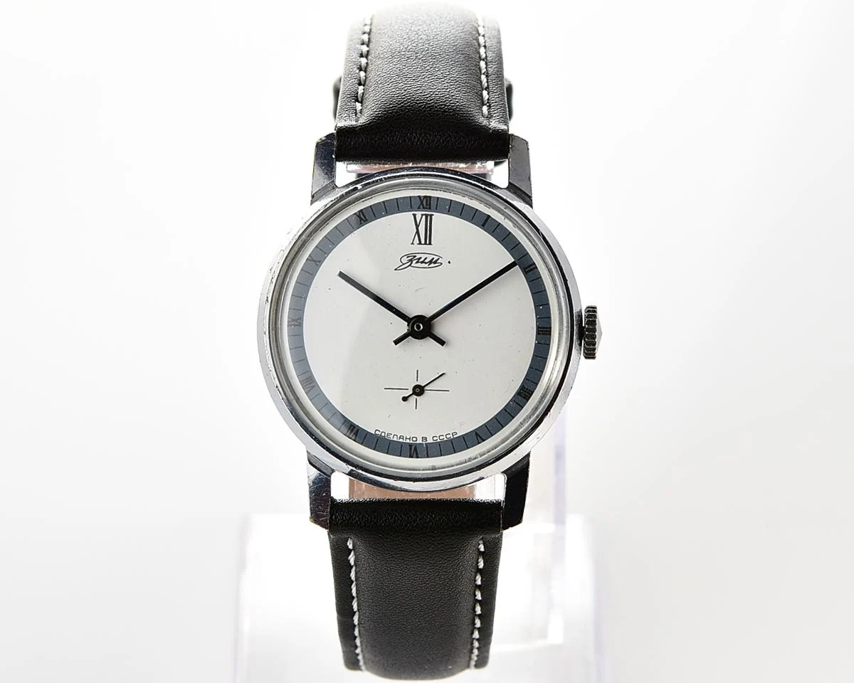 ZiM Soviet mechanical wrist watch with pure minimalistic dial