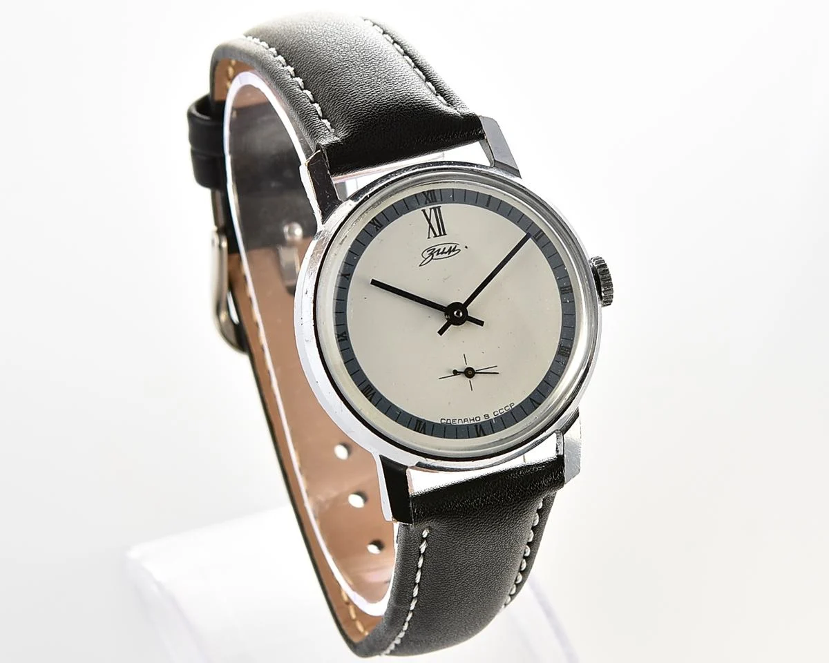 ZiM Soviet mechanical wrist watch with pure minimalistic dial