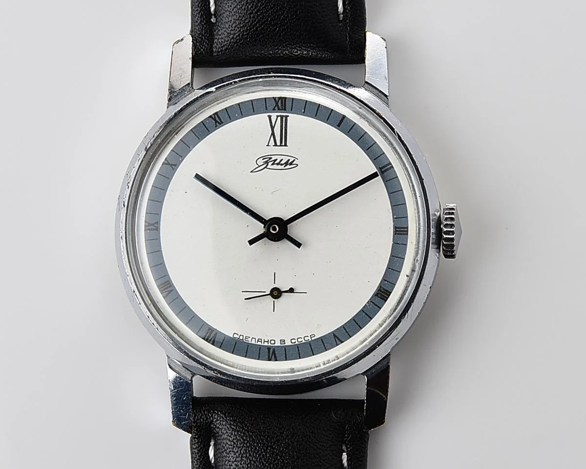 ZiM Soviet mechanical wrist watch with pure minimalistic dial
