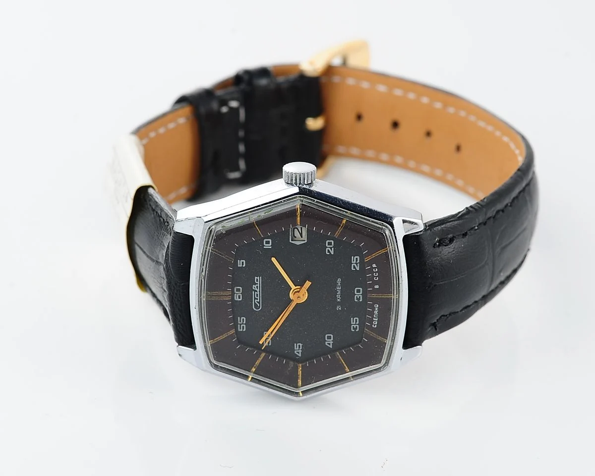 Hexagonal Slava Soviet mechanical vintage watch
