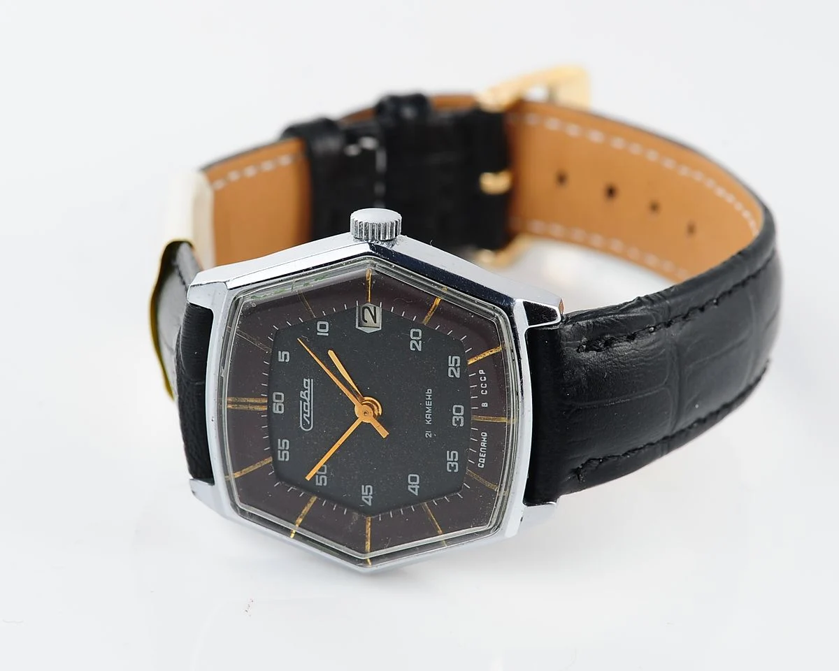 Hexagonal Slava Soviet mechanical vintage watch