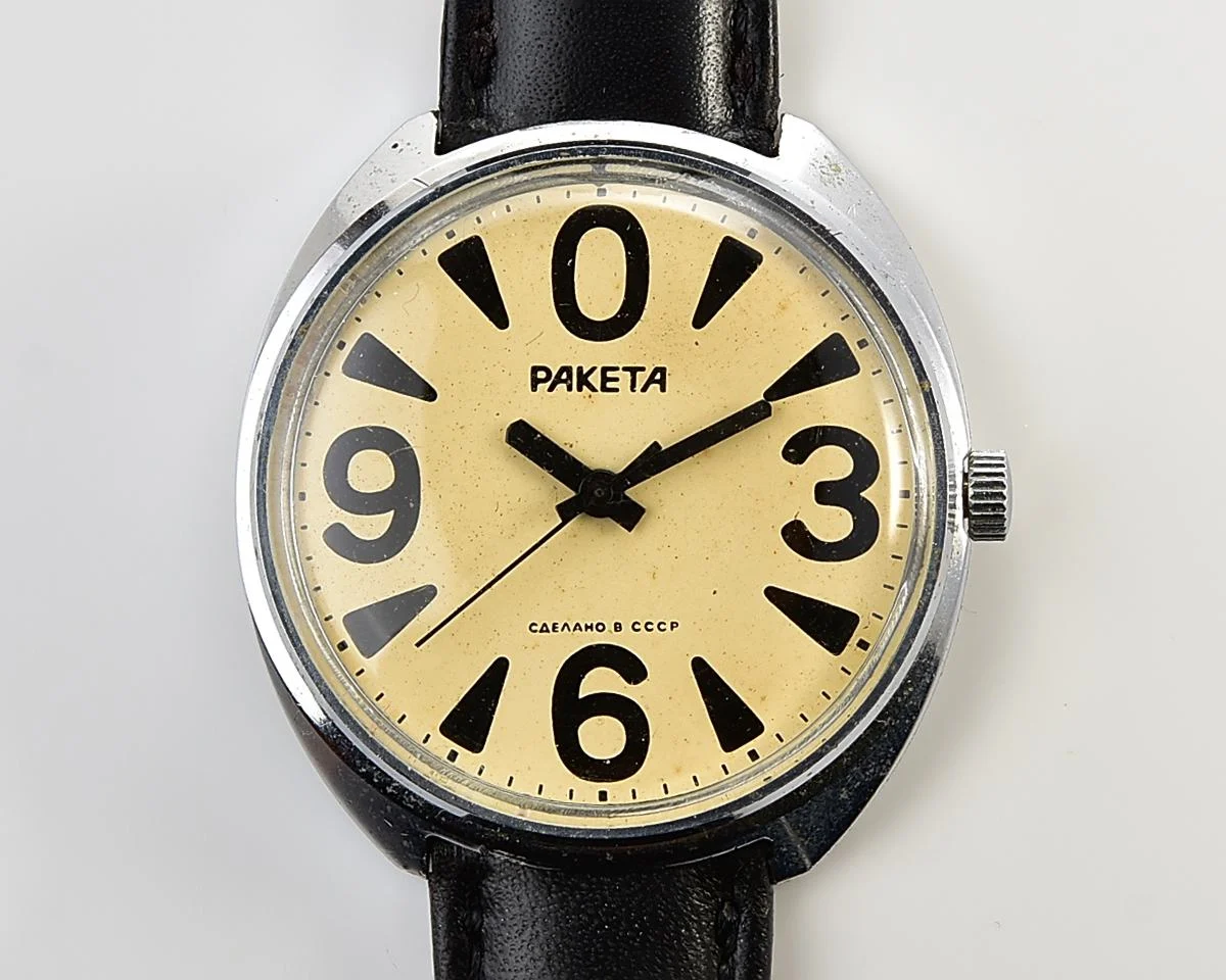Soviet mechanical Raketa wristwatch "Big Zero"