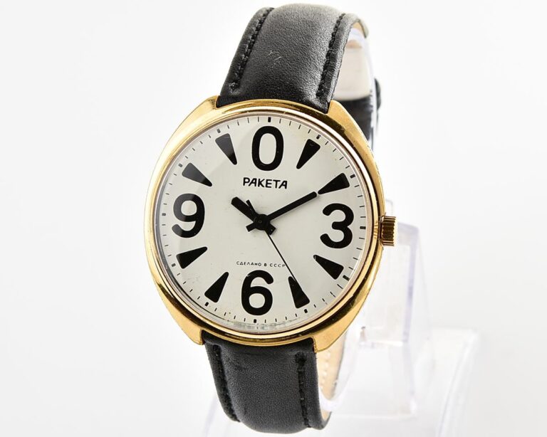 Soviet mechanical gold-plated watch RAKETA "big zero"