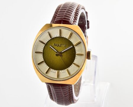 Excellent soviet Raketa vintage gold-plated mechanical watch with bi-color dial