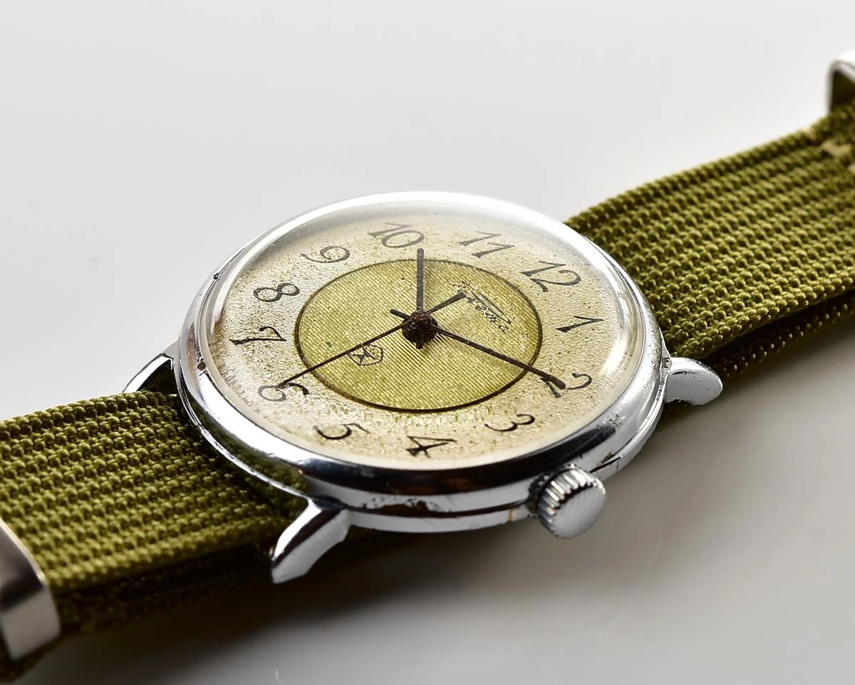 Soviet Raketa vintage mechanical watch with uncommon textured dial