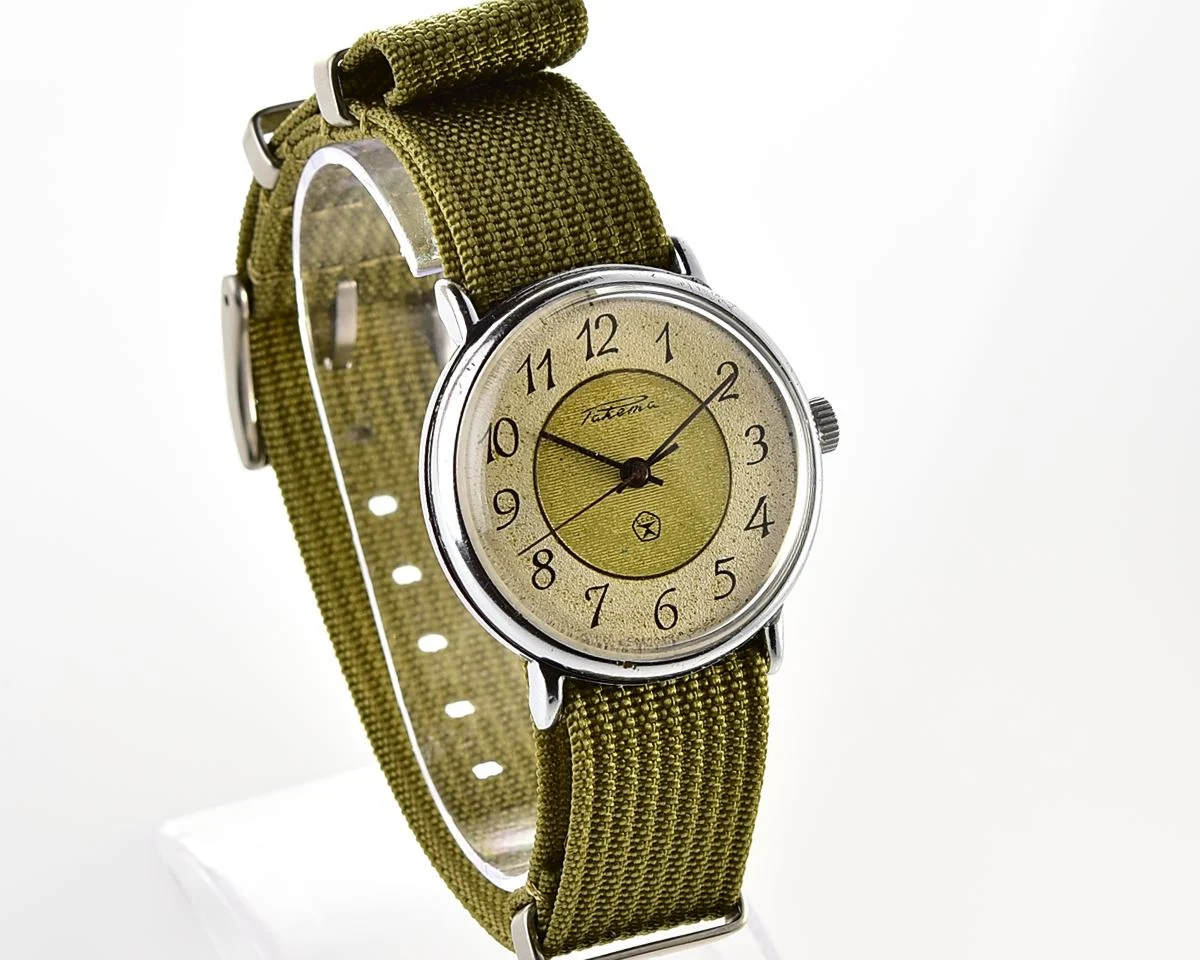 Soviet Raketa vintage mechanical watch with uncommon textured dial