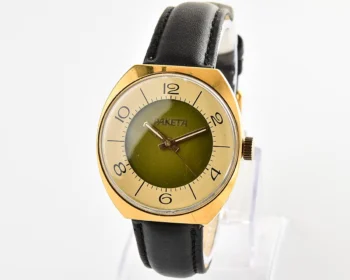 Excellent Soviet Raketa vintage gold-plated mechanical watch with bi-color dial