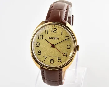 Large vintage Raketa gold-plated mechanical watch