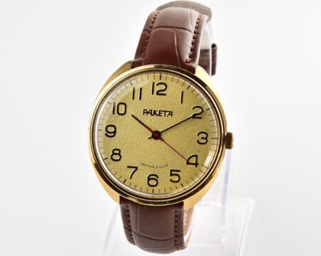 Large vintage RAKETA gold-plated mechanical watch